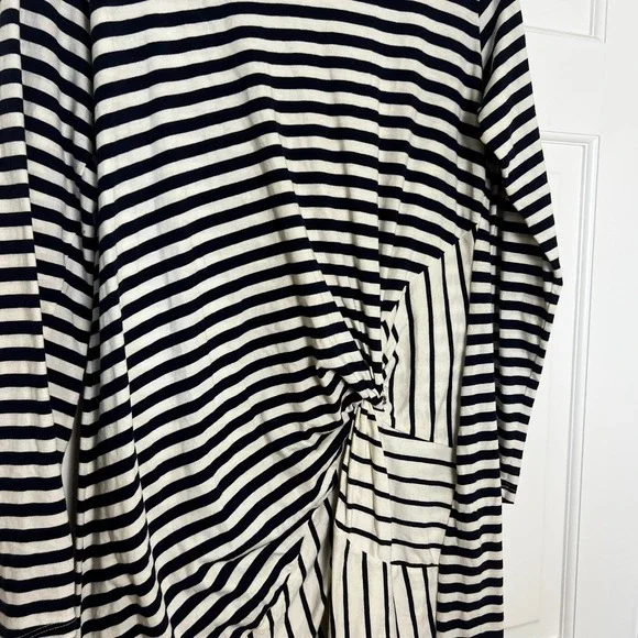 Stateside Midi Dress Womens Large Navy Striped Mixed Stretch Minimalist Beachy - Picture 3 of 8